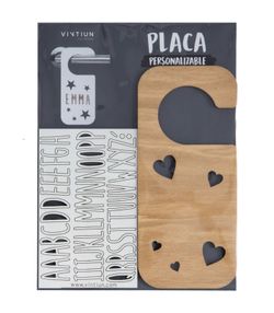 Placa de maçaneta com kit de letras, modelo Hearts