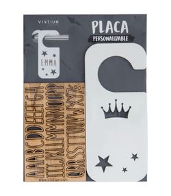 Door knob plate with letter kit, Crown & Stars model