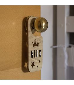 Door knob plate with letter kit, Crown & Stars model