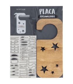 Placca per maniglia con kit di lettere, modello Stars