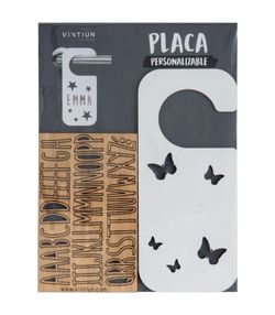 Placa de maçaneta com kit de letras, modelo Borboleta