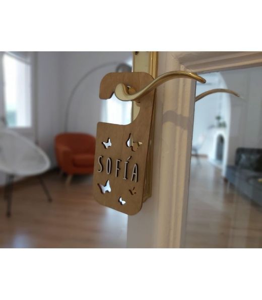 Placa de maçaneta com kit de letras, modelo Borboleta