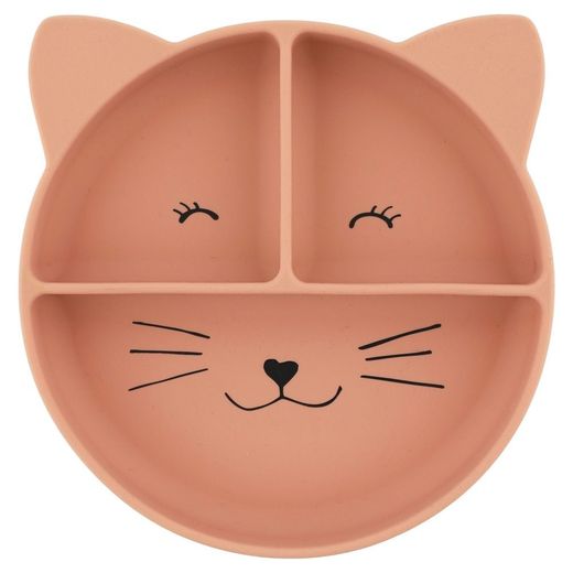 Silicone compartmentalized plate with suction cup - Mrs. Cat Trixie