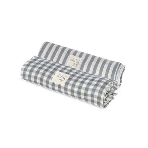 Set 2 mussolines 70x70 Praliné Walking Mum