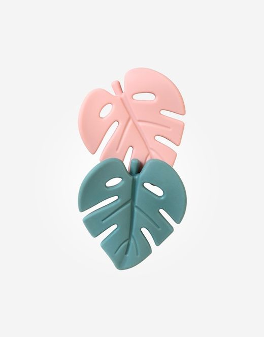 Set of 2 Saro "Jungle Leave" silicone teethers