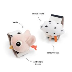 Set mit 2 rosa Happy Clouds Handgelenkrasseln von Deer