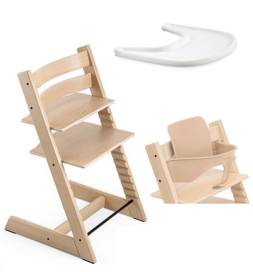Cadeira alta Stokke Tripp Trapp + Conjunto de bebê + Bandeja